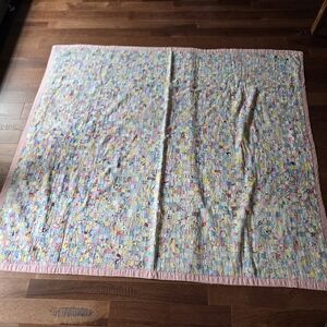 Handmade Pastel Patchwork Baby Quilt - Pink Border